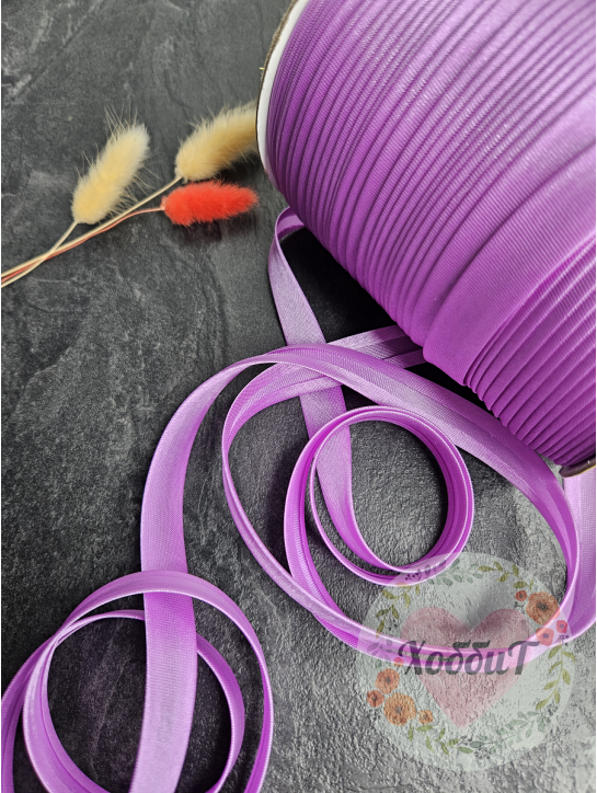 Косая бейка атласная 1,5см (сиреневый) №97388, 5 метров